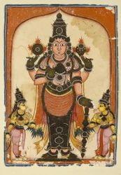 Lord Vishnu mit zwei Gemahlinnen, Sree Devi und Bhu Devi